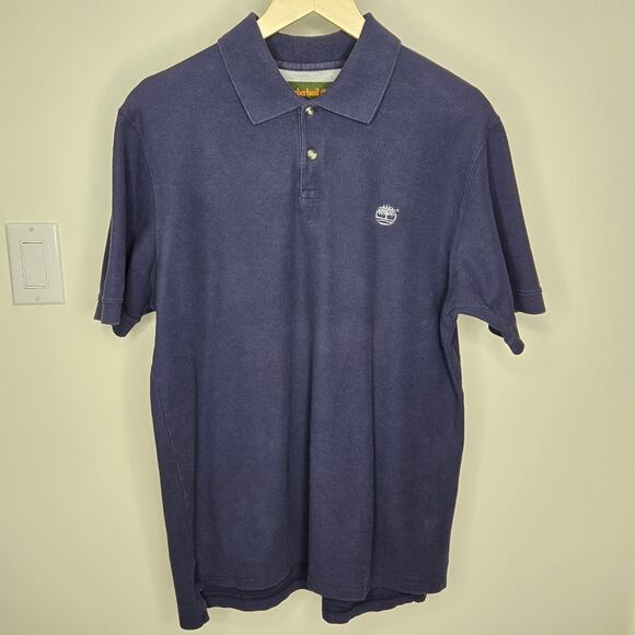 Timberland Men's Navy Short Sleeve Polo Shirt All Cotton Size M - Picture 1 of 7
